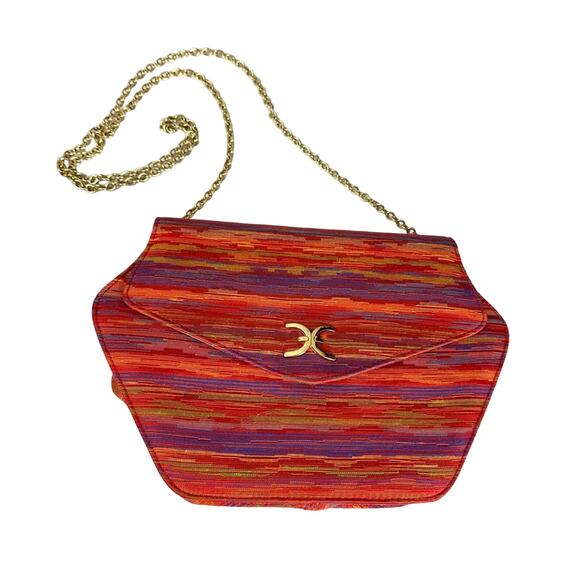 J.Renee Sunset Red Multicolor Printed Retro Crossbody Purse Gold Hardware in Box - Picture 1 of 10